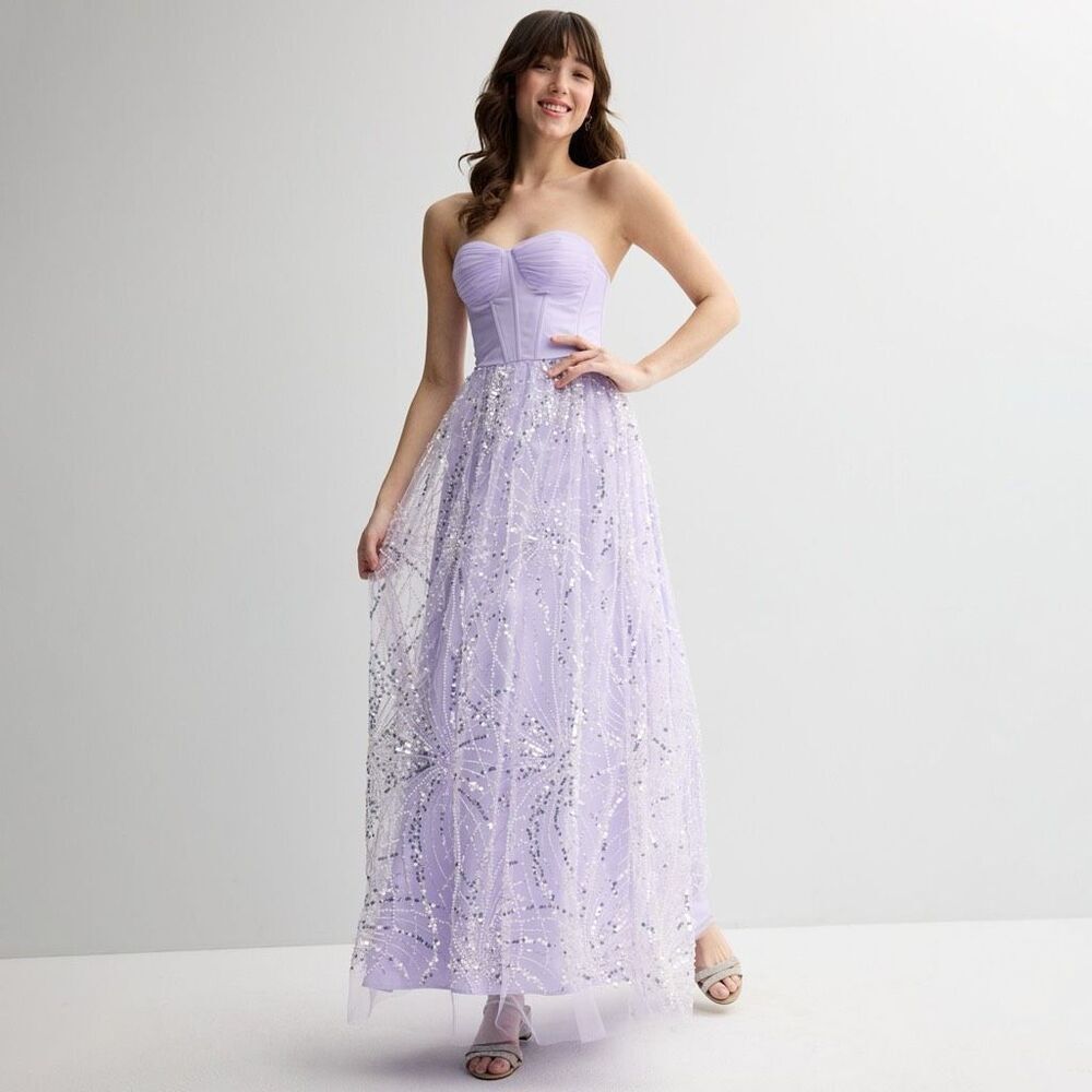Violet Weekend Sequin Embellished Corset Prom Dress Ball Gown Lavender 17/18